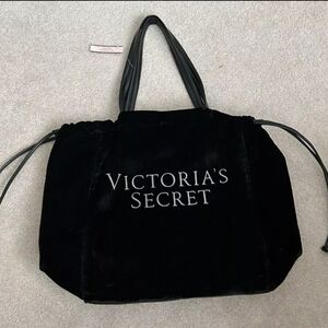 NEW RARE Victoria's Secret RHINESTONE  LUXE VELVET Black Tote Bag